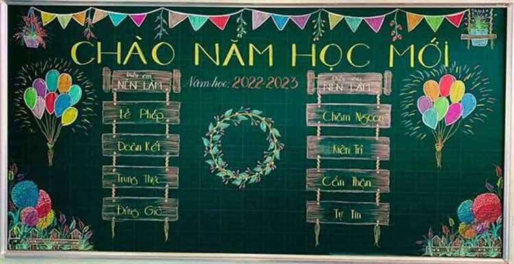 Trang trí bảng lớp đầu năm học mới